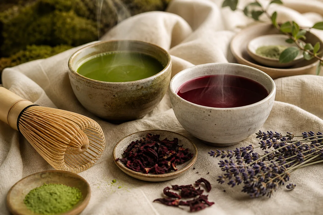 Artisan tea service with matcha and herbal blends for events